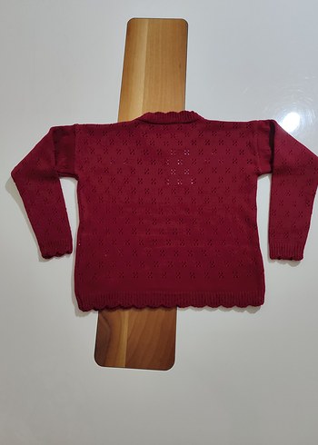 Bordo Nakışlı Kız Triko Takım - Görsel 4