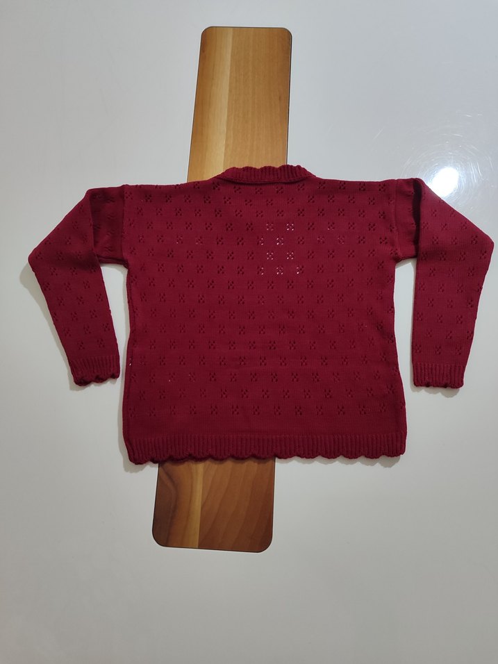 Bordo Nakışlı Kız Triko Takım - Görsel 4