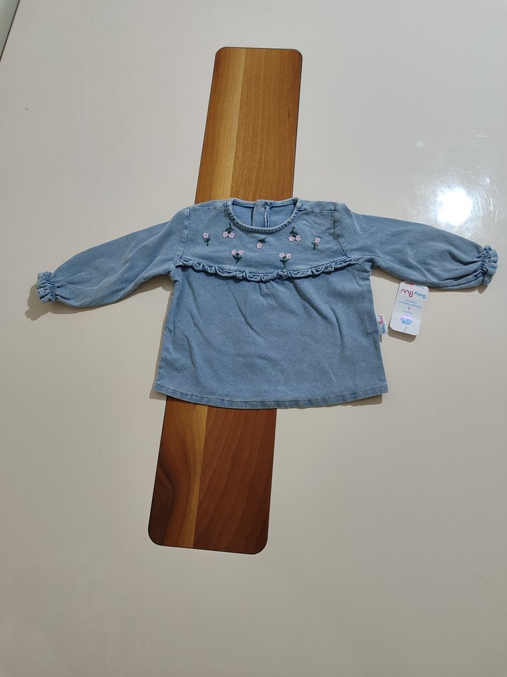 çiçek baksılı kot bebek takımı - Görsel 3