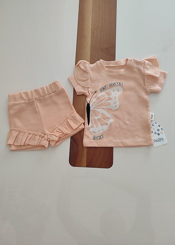 kelebek baskılı bebek takımı