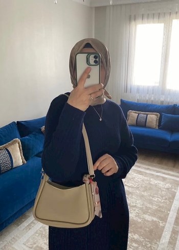 Bej Çiçek Desenli Deri Kadın Çanta - Görsel 3