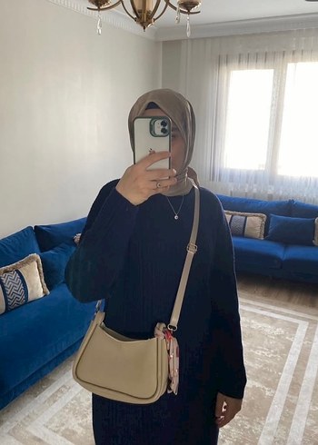 Bej Çiçek Desenli Deri Kadın Çanta - Görsel 2