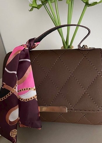 Kahverengi fular detaylı Kadın Çanta - Görsel 2