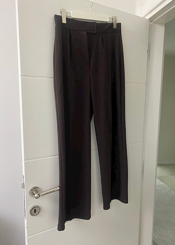 Kemer Detaylı Kahverengi Kadın Kumaş Pantolon - Görsel 6