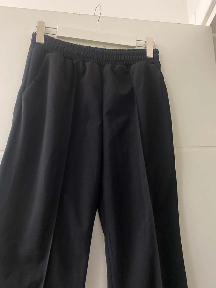 Kadın Siyah krep karışımı Kumaş Pantolon - Görsel 4