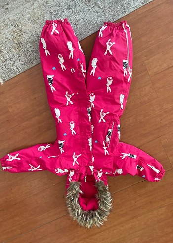 Kürklü Kapüşonlu Kız Bebek Pembe Tulum 18-24 ay - Görsel 2