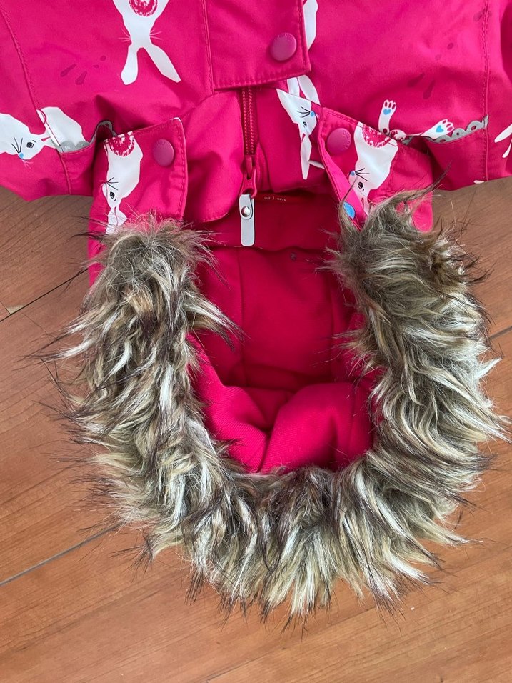 Kürklü Kapüşonlu Kız Bebek Pembe Tulum 18-24 ay - Görsel 3