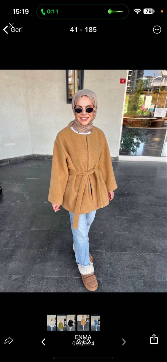 Kahverengi Midi Düğmeli Kadın Kaban - Görsel 2