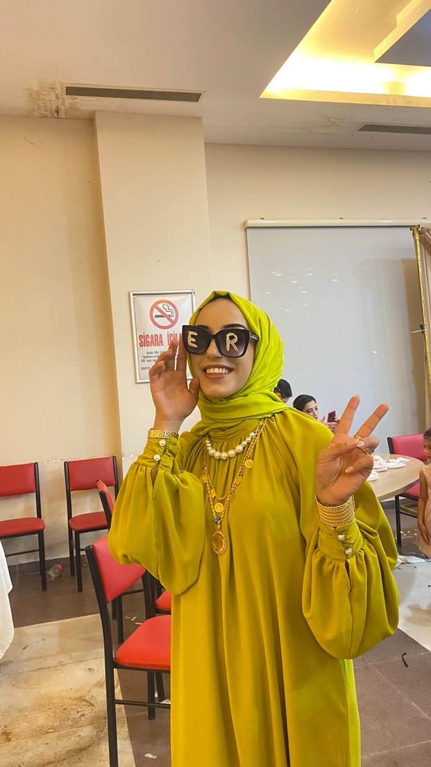 Yağ yeşili, Bol Kesim, Uzun Kollu Uzun Elbise - Görsel 2