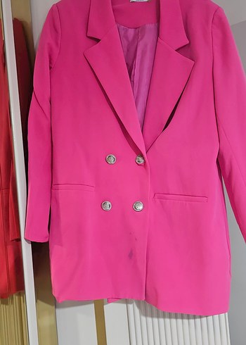 Zara Canli Fusya Cift Sirali Blazer Ceket