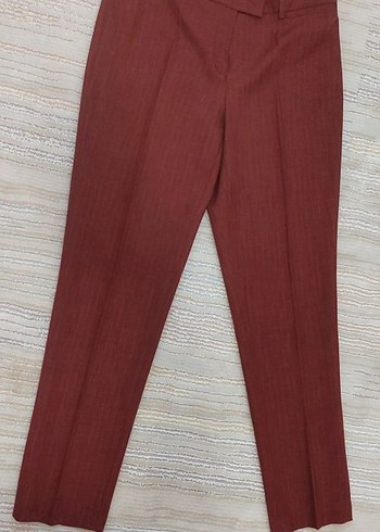 Bordo Pilili Kadın Kumaş Pantolon - Görsel 2