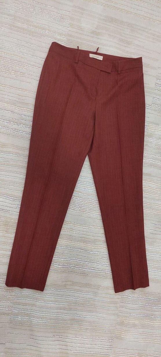 Bordo Pilili Kadın Kumaş Pantolon - Görsel 2