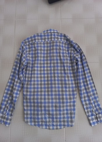 Mavi-Gri Kareli Erkek Keten Gömlek - Görsel 2