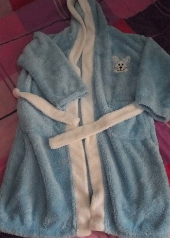 11-12 yaş Nakışlı Mavi Erkek Çocuk Bornozu - Görsel 5