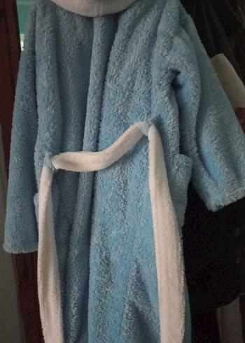 11-12 yaş Nakışlı Mavi Erkek Çocuk Bornozu - Görsel 3