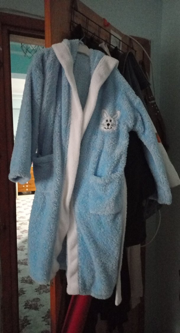 11-12 yaş Nakışlı Mavi Erkek Çocuk Bornozu - Görsel 2