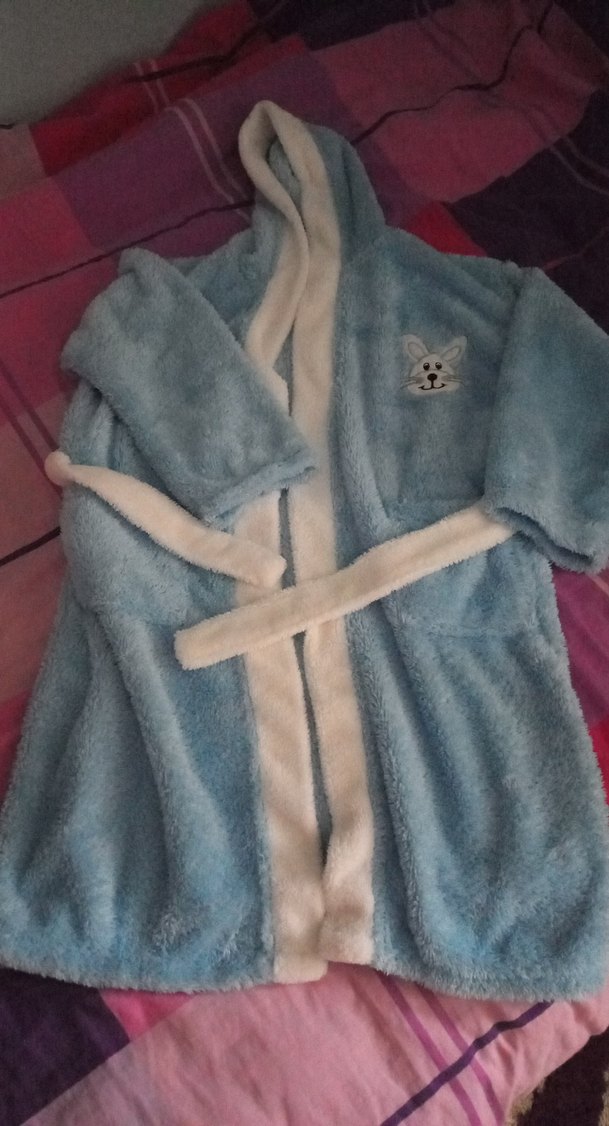 11-12 yaş Nakışlı Mavi Erkek Çocuk Bornozu - Görsel 5