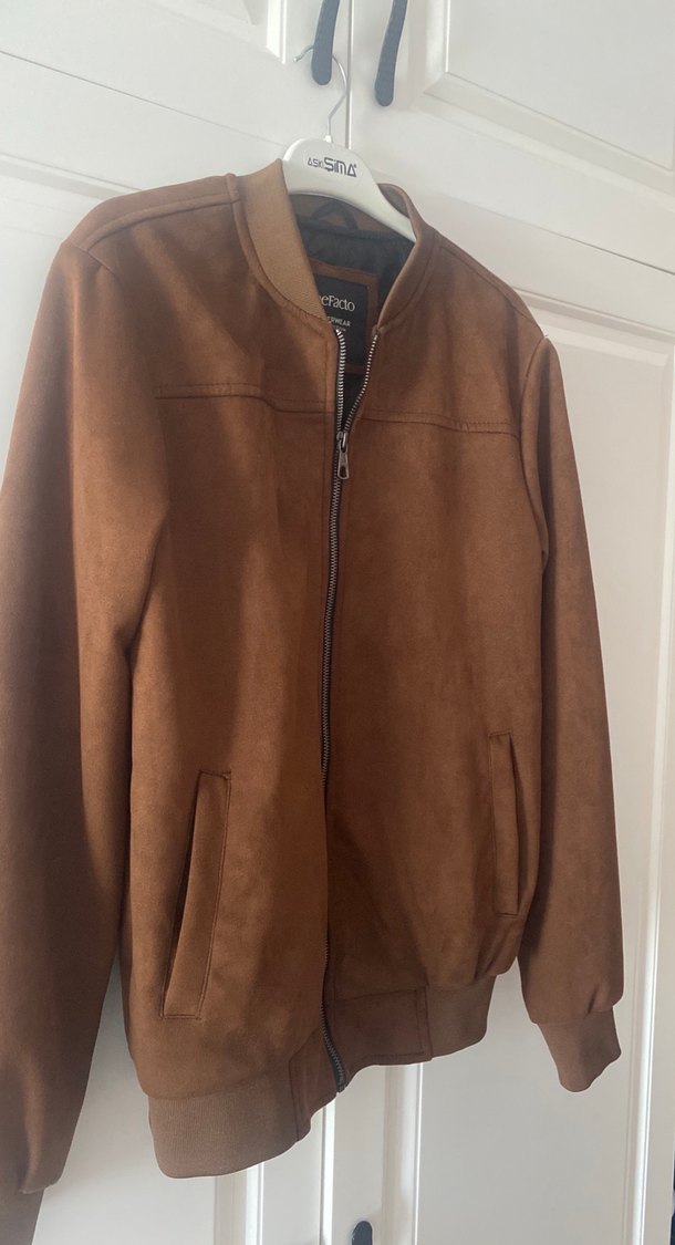 Erkek Kahverengi Süet Fermuarlı Ceket - Görsel 4