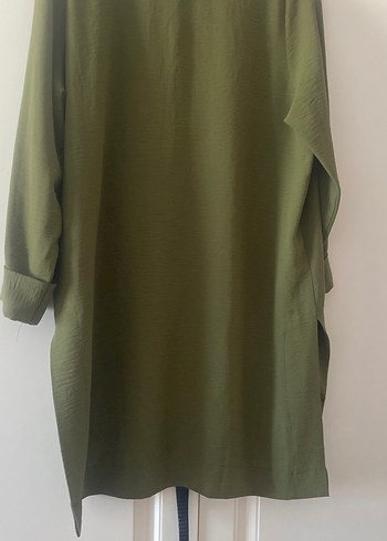 Kadın Haki Midi Keten Tunik - Görsel 4