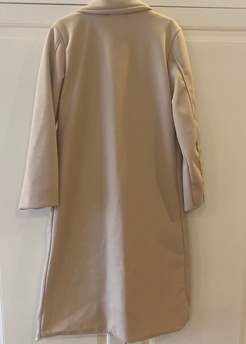 Bej Süet Uzun Kadın Klasik Ofis Kabanı - Görsel 7