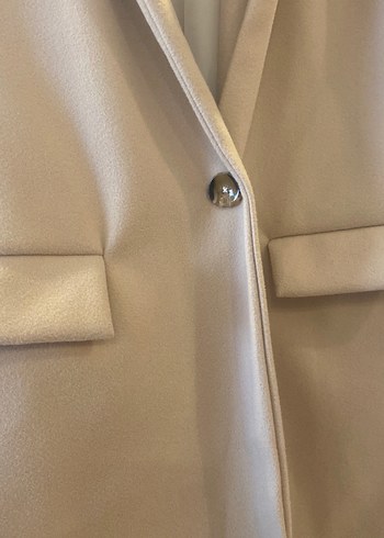 Bej Süet Uzun Kadın Klasik Ofis Kabanı - Görsel 5
