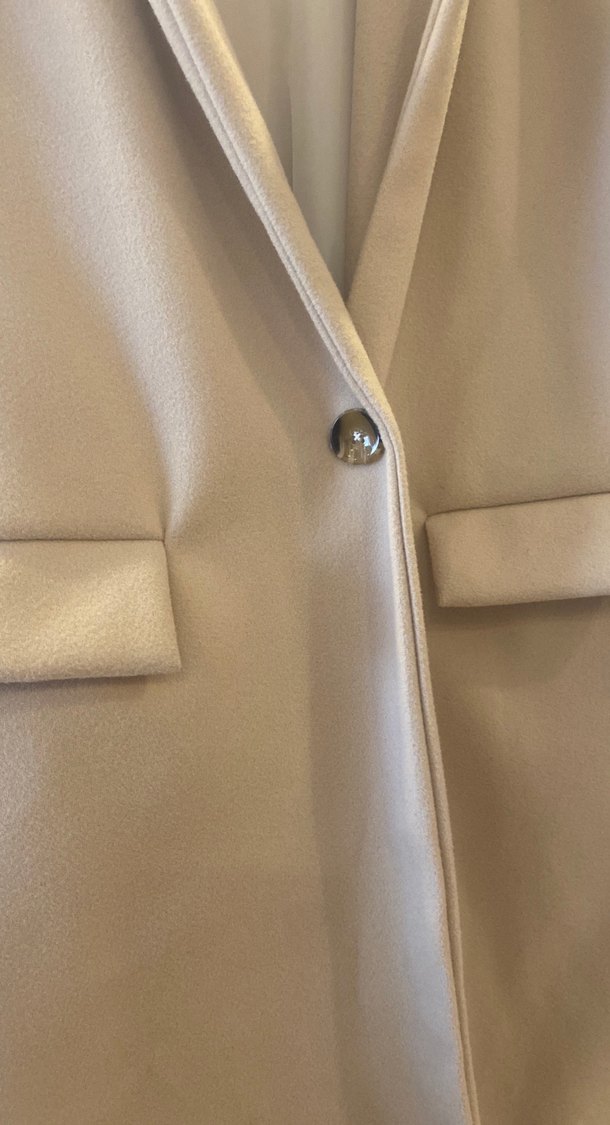 Bej Süet Uzun Kadın Klasik Ofis Kabanı - Görsel 5