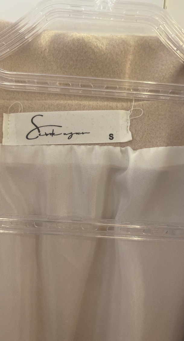 Bej Süet Uzun Kadın Klasik Ofis Kabanı - Görsel 2