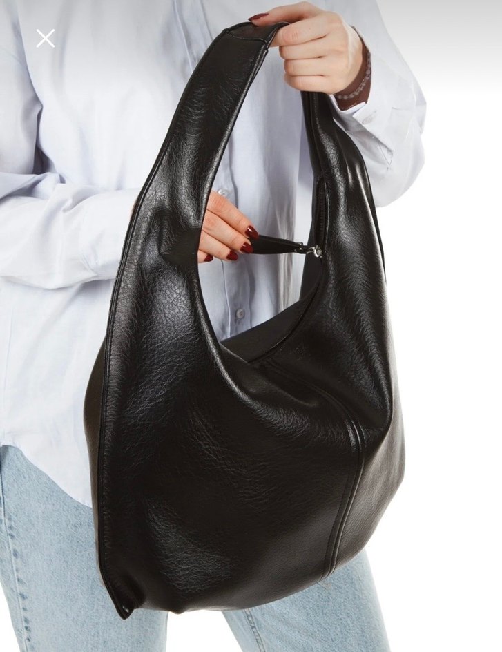 Siyah Minimalist Deri Kadın Çanta - Görsel 5