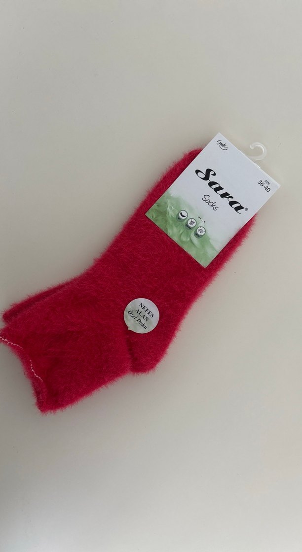 Kadın Çocukları Kırmızı Sıcak Çorap - Görsel 2