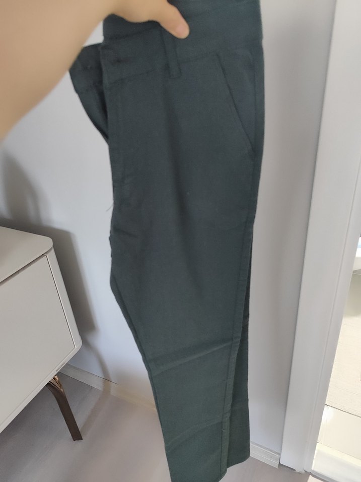 Erkek Koyu Yeşil Keten Pantolon - Görsel 3