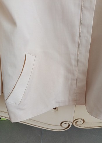 Düğmeli Beyaz Midi Kadın Ceket Gazelle - Görsel 6