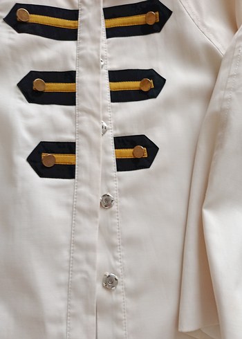 Düğmeli Beyaz Midi Kadın Ceket Gazelle - Görsel 4