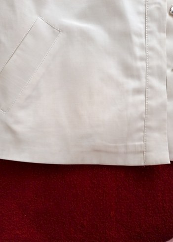 Düğmeli Beyaz Midi Kadın Ceket Gazelle - Görsel 7