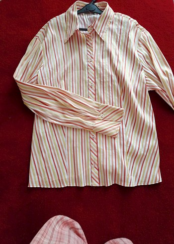 Çizgili Uzun Kollu Kadın Gömlek - Görsel 3