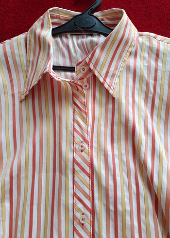 Çizgili Uzun Kollu Kadın Gömlek - Görsel 2