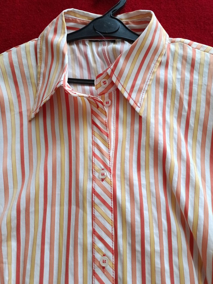 Çizgili Uzun Kollu Kadın Gömlek - Görsel 2