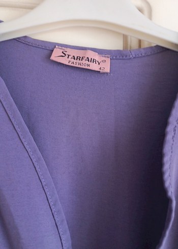 Uzun Kollu Mor Rahat  Elbise - Görsel 3