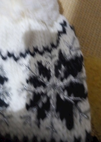 Kadın Örgü Beyaz-Siyah Bere - Görsel 3