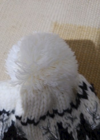 Kadın Örgü Beyaz-Siyah Bere - Görsel 4