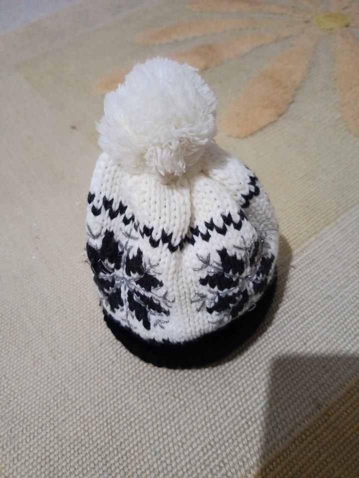 Kadın Örgü Beyaz-Siyah Bere - Görsel 5