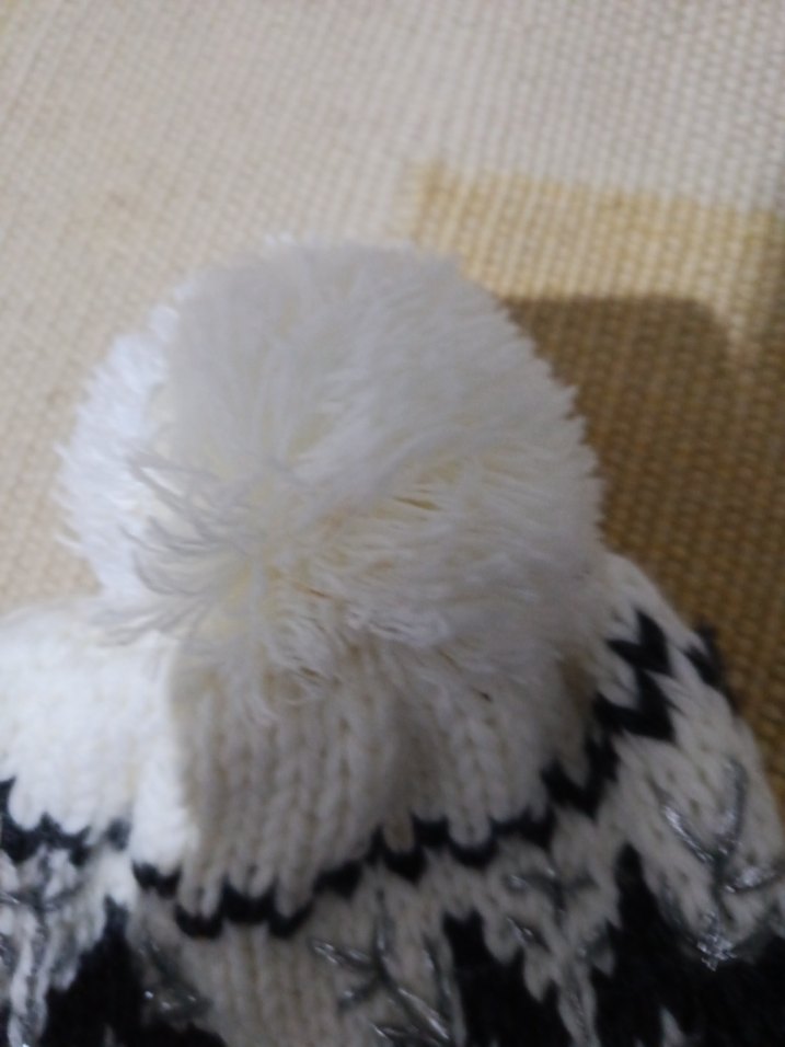 Kadın Örgü Beyaz-Siyah Bere - Görsel 4