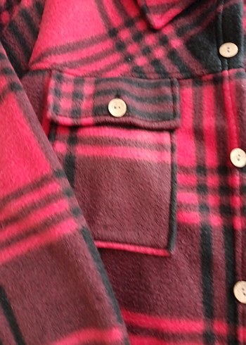 Bordo Kareli Düğmeli Kadın Gömlek - Görsel 3