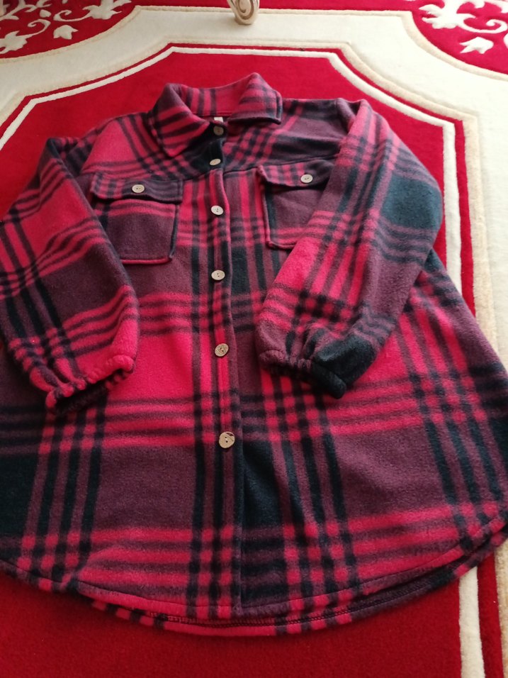 Bordo Kareli Düğmeli Kadın Gömlek - Görsel 5