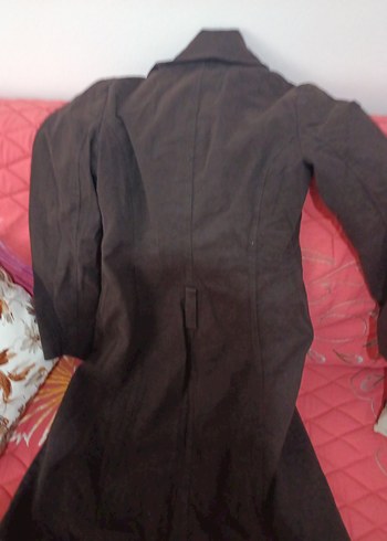 Fermuarlı Koyu Kahverengi Uzun Kaban - Görsel 7