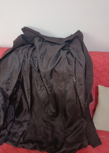 Fermuarlı Koyu Kahverengi Uzun Kaban - Görsel 8