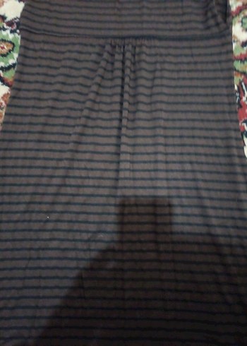 Kahverengi Çizgili Bohem Midi Elbise - Görsel 5