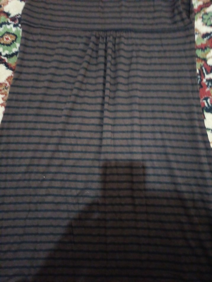 Kahverengi Çizgili Bohem Midi Elbise - Görsel 5