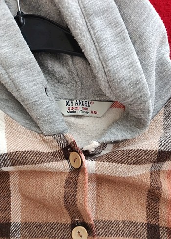 Düğmeli Gri-Kahverengi Kareli Kadın Gömlek - Görsel 5