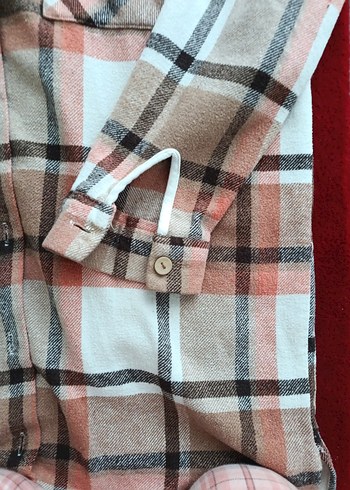 Düğmeli Gri-Kahverengi Kareli Kadın Gömlek - Görsel 4