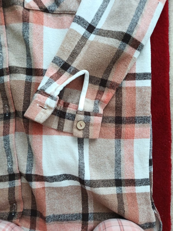 Düğmeli Gri-Kahverengi Kareli Kadın Gömlek - Görsel 4